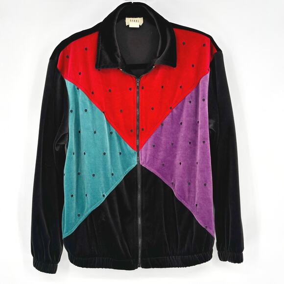 Teddi Vintage Velvet Zip-Up Jacket Size S - Picture 2 of 6